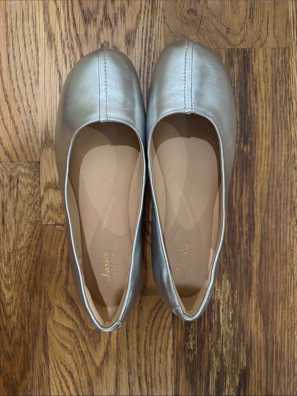 Clarks Metallic Silver Ballet Flats
